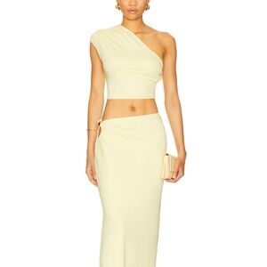 Chic Yellow One-Shoulder Two Piece Set